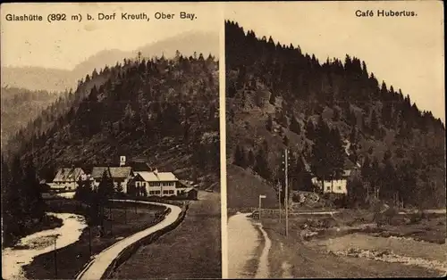 Ak Glashütte Kreuth am Tegernsee Oberbayern, Café Hubertus, Wald