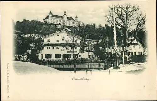 Ak Eurasburg Oberbayern, Teilansicht mit Kloster