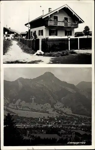 Ak Lenggries in Oberbayern, Blick auf den Ort, Partie an einem Wohnhaus