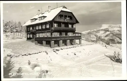 Ak Groß Veitsch Steiermark, Alpenhoetl Hubertushof, Söllerhöhe am Troiseck, Winteransicht