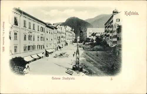 Ak Kufstein in Tirol, Unterer Stadtplatz, Gasthof Aueracher