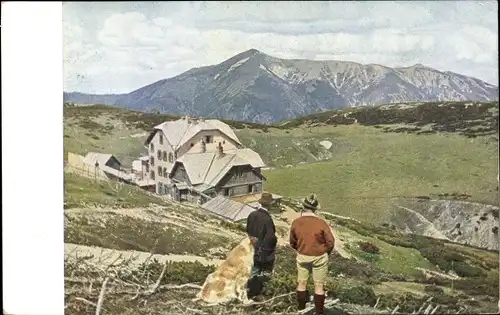 Ak Rax Steiermark Österreich, Otto Törl Schutzhaus gegen den Schneeberg