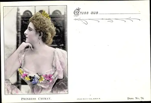 Ak Clara Ward, Princesse de Caraman Chimay, Portrait