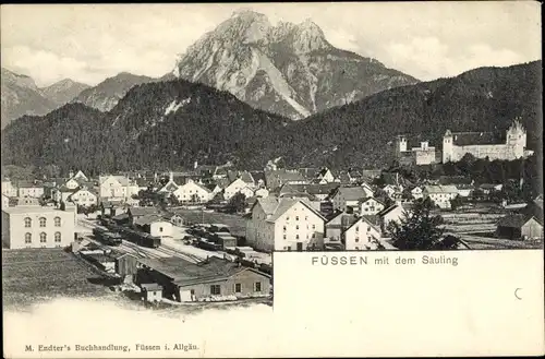 Ak Füssen im Ostallgäu, Blick auf den Ort mit dem Säuling