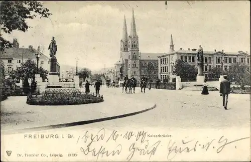 Ak Freiburg im Breisgau Baden Württemberg, Kaiserbrücke, Denkmal