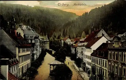 Ak Triberg im Schwarzwald, Blick auf den Marktplatz