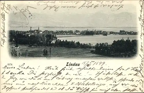 Ak Lindau am Bodensee Schwaben, Blick auf den Ort