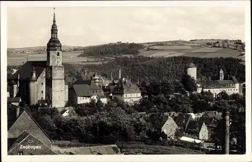 Ak Zschopau im Erzgebirge Sachsen, Blick auf Stadt und Kirche