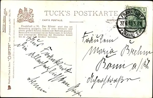 Künstler Ak Flower, Charles, Frankfurt am Main, Römer, Tuck 701