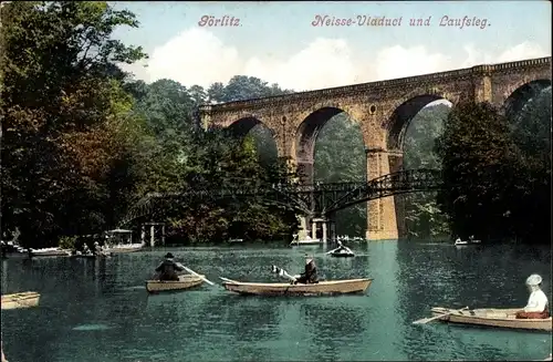 Ak Görlitz in der Lausitz, Neisse Viaduct und Laufsteg