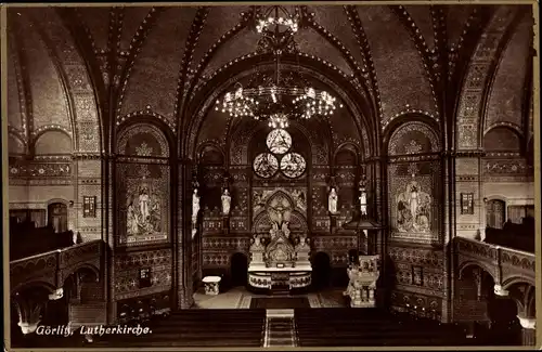 Ak Görlitz in der Lausitz, Innenansicht der Lutherkirche mit Blick auf den Altar