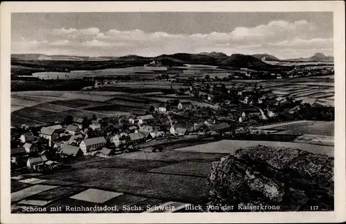 Ak Schöna Sächsische Schweiz, Panorama mit Reinhardtsdorf, Blick von der Kaiserkrone