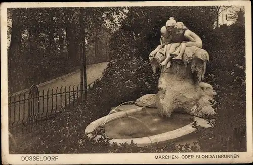 Ak Düsseldorf am Rhein, Märchenbrunnen oder Blondatbrunnen