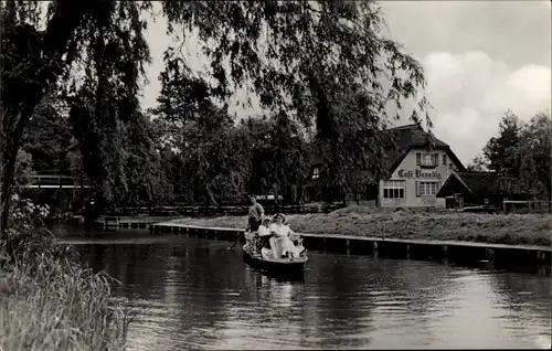 Ak Lehde Lübbenau im Spreewald, Cafe Venedig, Spreewaldkahn