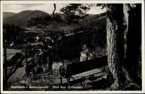 Ak Bad Herrenalb im Schwarzwald, Blick vom Falkenstein, Parkbank