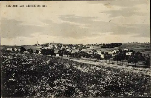 Ak Eibenberg Burkhardtsdorf im Erzgebirge Sachsen, Totalansicht des Ortes