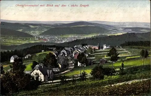 Ak Oberpfannenstiel Lauter Bernsbach im Erzgebirge Sachsen, Blick auf Aue