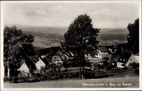 Ak Oberpfannenstiel Lauter Bernsbach im Erzgebirge Sachsen, Blick auf den Ort und ins Auertal