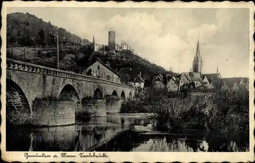 Ak Gemünden am Main Unterfranken, Saalebrücke