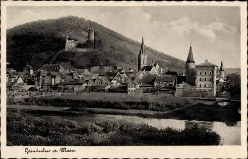 Ak Gemünden am Main Unterfranken, Teilansicht