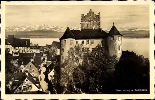 Ak Meersburg am Bodensee, Teilansicht mit Schloss