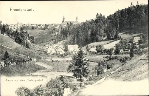 Ak Freudenstadt im Nordschwarzwald, Partie aus dem Christophstal