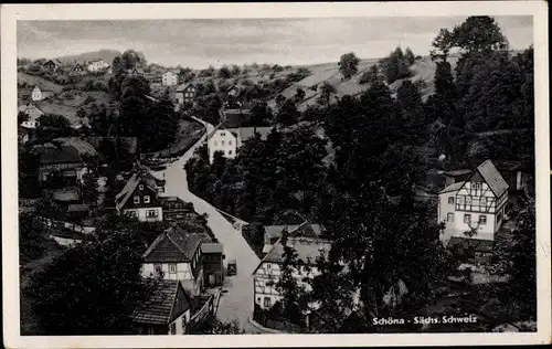 Ak Schöna Sächsische Schweiz, Teilansicht, Straßenpartie