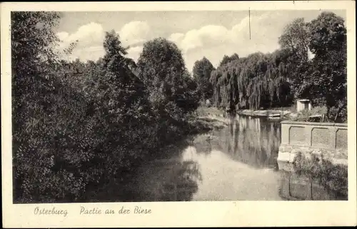 Ak Osterburg in der Altmark, Partie an der Biese, Fluss