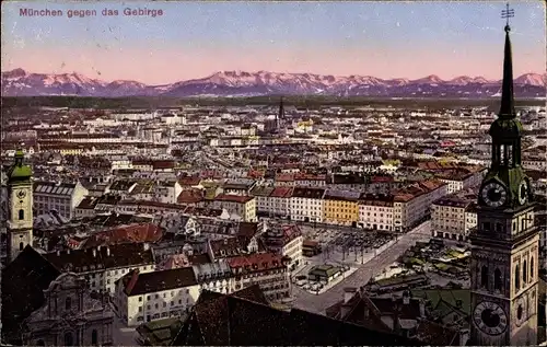 Ak München, Ortsansicht gegen das Gebirge, Panorama
