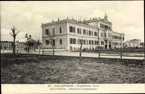 Ak Thessaloniki Griechenland, Griechisches Waisenhaus, Straßenansicht