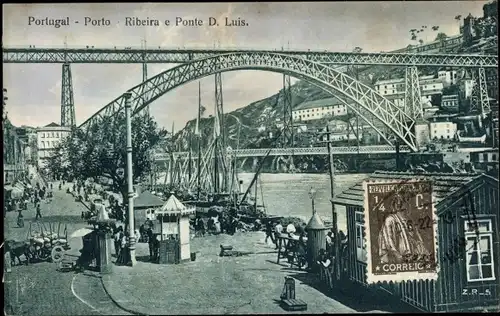 Ak Porto Portugal, Ribeira e Ponte D. Luis