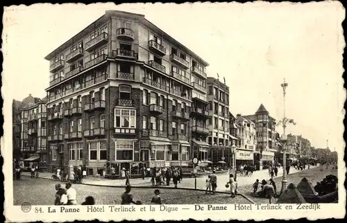 Ak La Panne De Panne Westflandern, Hotel Terlinck et la Digue