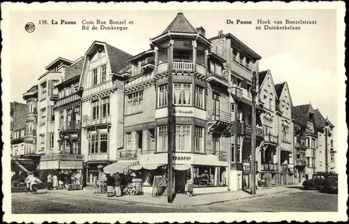 Ak La Panne De Panne Westflandern, Coin Rue Bonzel et Bd de Dunkerque