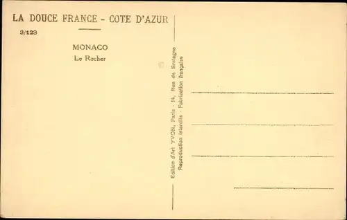 Ak Monte Carlo Monaco, Le Rocher