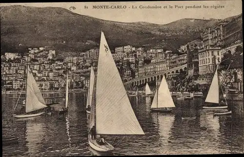 Ak Monte Carlo Monaco, La Condamine et le Port pendant les régates