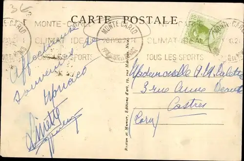 Ak Monte Carlo Monaco, Gesamtansicht