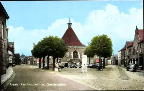 Ak Arcen Venlo Limburg Niederlande, Raadhuisplein m. Gemeentehuis