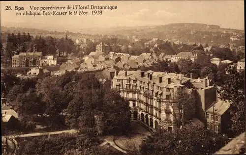 Ak Spa Wallonien Lüttich, Panorama mit Hotel Britannique