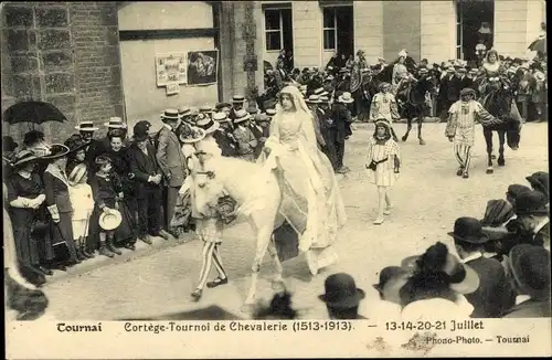 Ak Tournai Wallonien Hennegau, Cortege-Tournoi de Chevalerie, 1513-1913, Festumzug