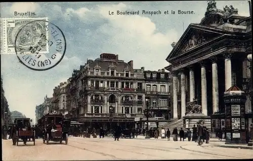 Ak Bruxelles Brüssel, Le Boulevard Anspach et la Bourse