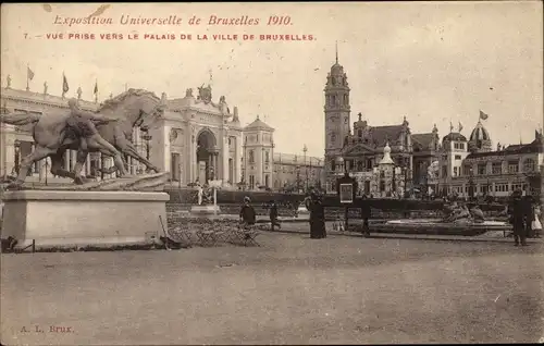 Ak Bruxelles Brüssel, Vue prise vers le Palais de la Ville de Bruxelles, Exposition 1910