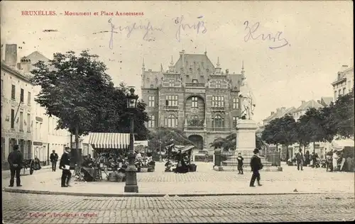 Ak Bruxelles Brüssel, Monument et Place Anneessens