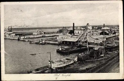 Ak Port Tewfik Suez Port Ägypten, Blick auf de Hafen