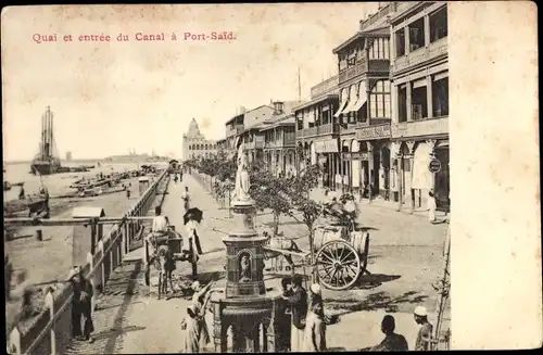 Ak Port Said Ägypten, Quai et entree du Canal