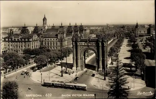 Ak Barcelona Katalonien Spanien, Salon Victor Pradera, tranvia