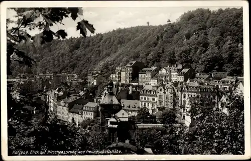 Ak Karlovy Vary Karlsbad Stadt, Hirschensprung und Freundschaftshöhe