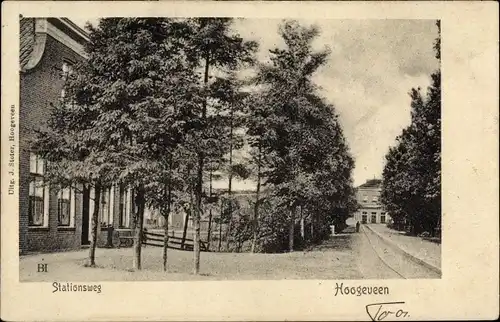 Ak Hoogeveen Drenthe, Stationsweg