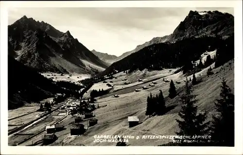 Ak Gargellen Montafon Vorarlberg, Totalansicht mit Ritzenspitzen, Schlappiner Joch Madrisa