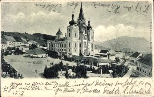 Ak Mariazell Steiermark, Ortsansicht mit Kirche