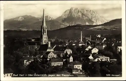 Ak Bad Hall in Oberösterreich, Stadt gegen den Traunstein